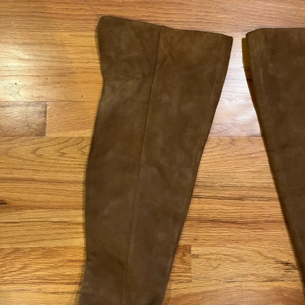 NINE WEST Sandro Thigh High Over the Knee Leather Suede Boots Block Heel 7.5